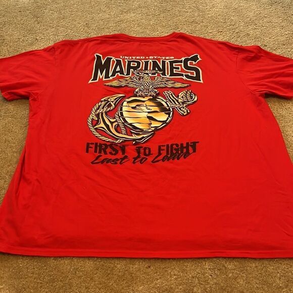 Black Ink Design Marines First to fight, Last to leave graphic t-shirt, size XXL - Picture 3 of 5